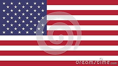 United States of America vector flag pattern in original colors consists of fifty stars on blue background red and white stripes Vector Illustration