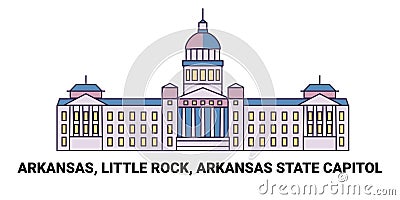 United States, Arkansas, Little Rock, Arkansas State Capitol, travel landmark vector illustration Vector Illustration