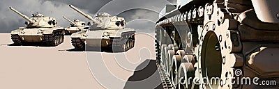 United States Army War Tanks in the Desert Stock Photo