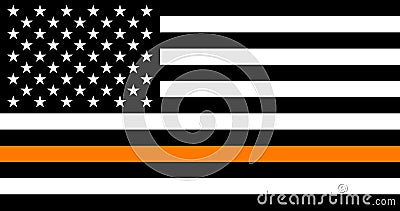 United States awareness concept. No one fights alone Childhood Cancer awareness month concept with American flag and orange thin Stock Photo