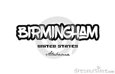 United States birmingham alabama city graffitti font typography Vector Illustration