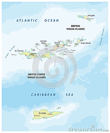 United states and british virgin islands vector map Vector Illustration
