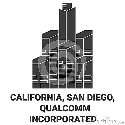 United States, California, San Diego, Qualcomm Incorporated travel landmark vector illustration Vector Illustration