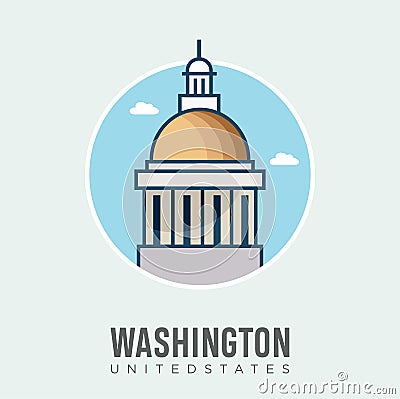 United States Capitol Building Icon Washington Design Vector Stock Illustration. United States Travel and Attraction , Landmarks Vector Illustration