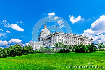 United States Capitol Building in Washington DC - Famous US Landmark and seat of the american federal government Stock Photo