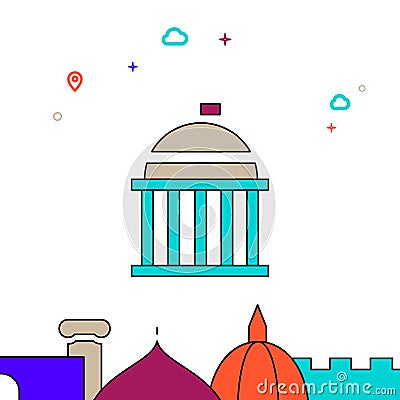 United States Capitol, Washington DC filled line icon, simple illustration Vector Illustration