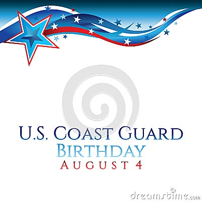 United States Coast Guard birthday Cartoon Illustration