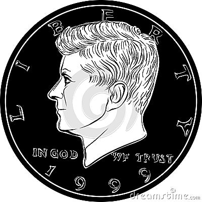 Vector United States coin Half dollar Vector Illustration