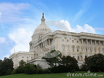 Side view of the United States Congress Building in Washington, D.C., side view shot Stock Photo