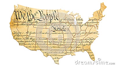 The United States Constitution concept with map and text . 3D re Stock Photo