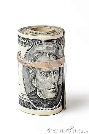 Money Roll on white Stock Photo