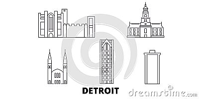 United States, Detroit line travel skyline set. United States, Detroit outline city vector illustration, symbol, travel Vector Illustration