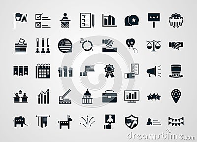 United States elections, campaign collection politics symbol with elements silhouette style Vector Illustration