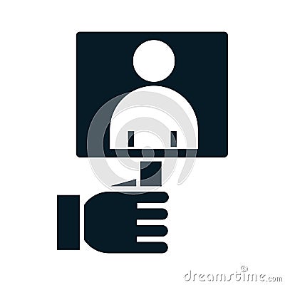 United States elections, hand with candidate in placard political election campaign silhouette icon design Vector Illustration