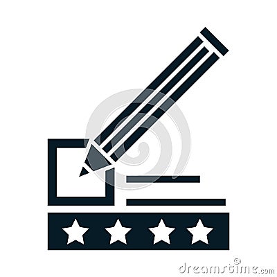 United States elections, pencil marker list ballot political election campaign silhouette icon design Vector Illustration