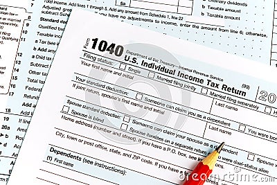 Income tax return IRS 1040 Editorial Stock Photo