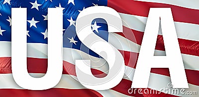United States flag Closeup USA Full HD image waving in wind. National 3d United States flag waving, 3d rendering. Sign of USA Stock Photo