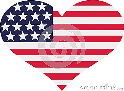 United States flag heart Vector Illustration