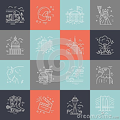 United States Icons Vector Illustration