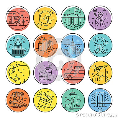 United States Icons Vector Illustration