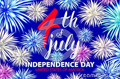 United States Independence Day Holiday 4 July Banner Greeting Card Flat Vector Illustration fireworks Vector Illustration