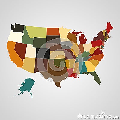 United States map with separated states. Vector illustration Cartoon Illustration