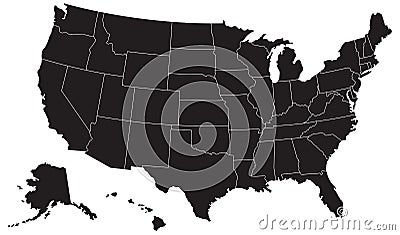 United States Map Silhouette Stock Photo