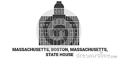 United States, Massachusetts, Boston, Massachusetts, State House travel landmark vector illustration Vector Illustration