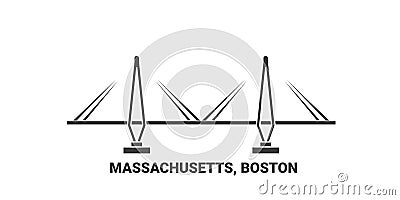 United States, Massachusetts, Boston travel landmark vector illustration Vector Illustration