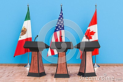 United States Mexico Canada Agreement, USMCA or NAFTA meeting co Stock Photo