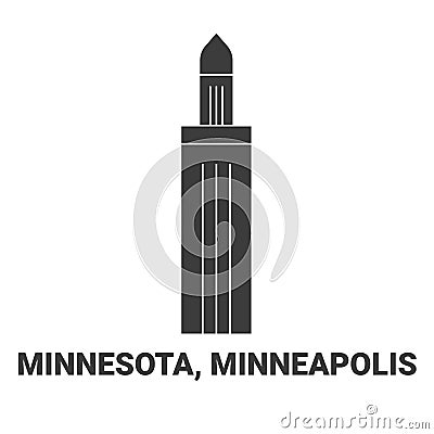 United States, Minnesota, Minneapolis travel landmark vector illustration Vector Illustration