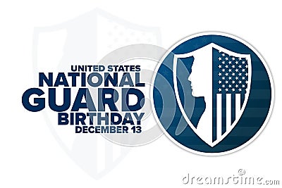 United States National Guard Birthday. December 13. Holiday concept. Template for background, banner, card, poster with Vector Illustration