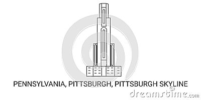 United States, Pennsylvania, Pittsburgh, Pittsburgh Skyline, travel landmark vector illustration Vector Illustration