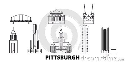 United States, Pittsburgh line travel skyline set. United States, Pittsburgh outline city vector illustration, symbol Vector Illustration