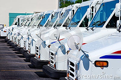 United States Postal Service delivery trucks Stock Photo