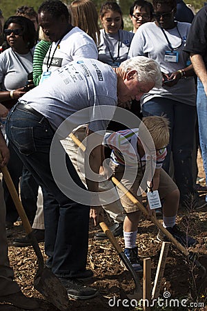 United States President Bill Clinton Digging Editorial Stock Photo