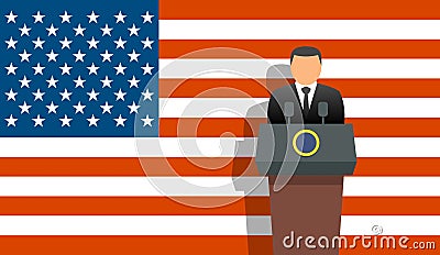United states president and flag Vector Illustration