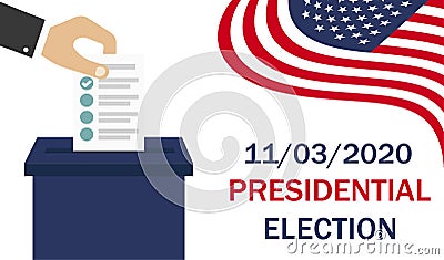 United States Presidential Election. November 3, 2020. Do the choice. Voting. Ballot box. Candidate elections. Vector illustration Vector Illustration