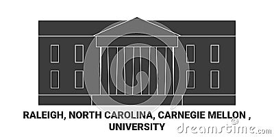 United States, Raleigh, North Carolina, Carnegie Mellon , University travel landmark vector illustration Vector Illustration