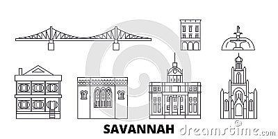 United States, Savannah line travel skyline set. United States, Savannah outline city vector illustration, symbol Vector Illustration