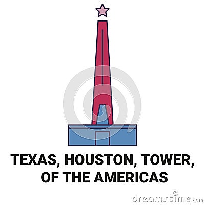 United States, Texas, Houston, Tower, Of The Americas travel landmark vector illustration Vector Illustration