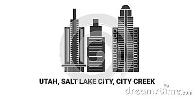 United States, Utah, Salt Lake City, City Creek, travel landmark vector illustration Vector Illustration