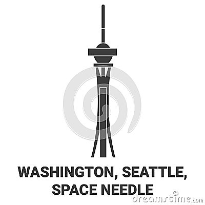 United States, Washington, Seattle, Space Needle travel landmark vector illustration Vector Illustration