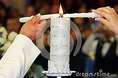 Unity candle ceremony Stock Photo