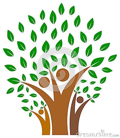 Unity in family of people tree logo Vector Illustration