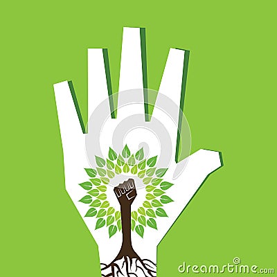 Unity hand make tree inside the tree Vector Illustration