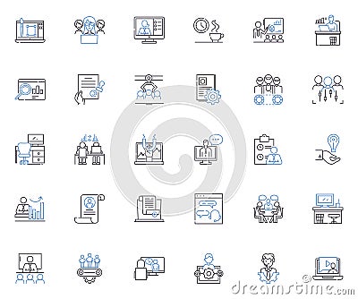 Unity harmony line icons collection. Cooperation, Synergy, Accord, Balance, Oneness, Concurrence, Alliance vector and Vector Illustration