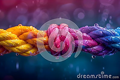 Unity Knot: Strength in Diversity. Concept Embracing Diversity, Unity in Differences, Strength Stock Photo