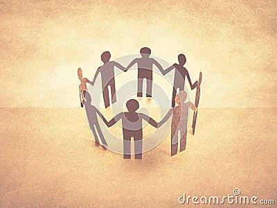 Unity of paper human teamwork Stock Photo