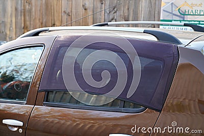 Universal Adjustable car window sun protector Shades UV Protection Window Stock Photo